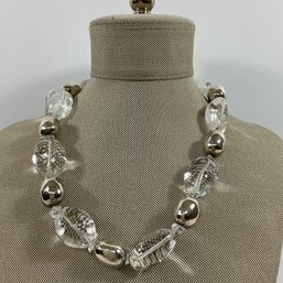 038 Sterling Silver Glass Chunky Beaded Necklace Signed 'AS'