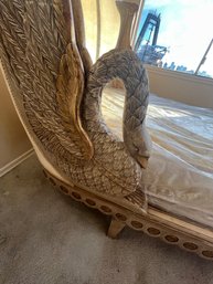 050 Antique French Empire Carved Swan Day Bed Frame