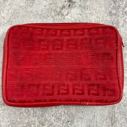 091 Vintage Fendi Red Wallet/Clutch Made In Italy