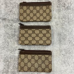 099 Lot Of Three Vintage Gucci Leather Coin Wallets/Card Wallets