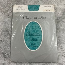 124 Vintage Christian Dior Nylon Teal/Blue Lace Tights