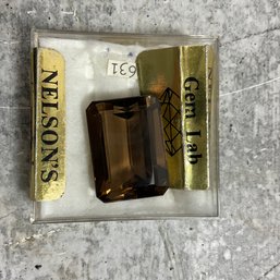 001 One Gemstone, Smokey Quartz, Emerald-Cut, Black Hue, Carat Weight 62.31