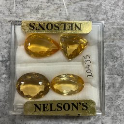 003 Gemstone, Set Of 4, Citrine, Oval, Pear, Triangle Shape, Yellow Hue, Carat Weight 50.21