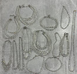 049 Lot Of 14 Iridescent Crystal Beaded Necklaces