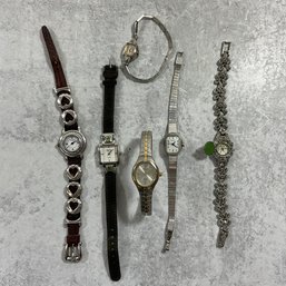 051 Lot Of 6 Dainty 1/20-10k GF Silver Women's Watches