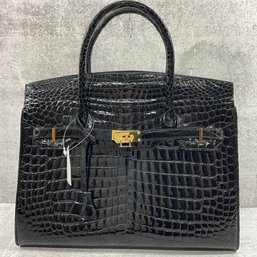 127 Vintage Genuine Crocodile Leather Black Birkin STYLE Purse Handbag