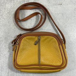 130 Vintage Valentina Yellow Italian Leather Multi Compartment Handbag/Purse