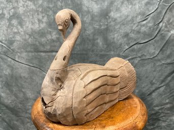 047 Vintage Swan Carved Wooden 'Duck Decoy'