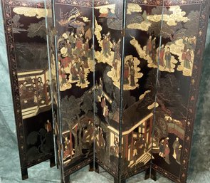 024 Japanese Lacquered Six Panels Folding Screen Room Divider