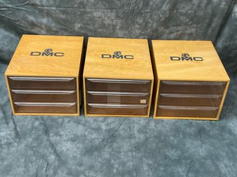 042 Set Of Three (3) DMC Wooden Storage Boxes