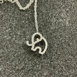 082 Jewel Mint Sterling Silver Rhinestone Elephant Necklace
