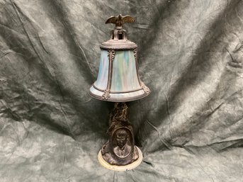 061 Slag Glass Eagle Lamp (as Is)