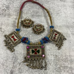 105 Afghani Tribal Necklace And Matching Earrings (jingles)