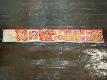 070 Hand Made Doorway Banner Fabric Art W/ Small Mirrored Pieces