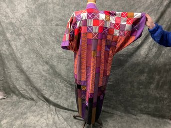 152 Donna Prichard Metallic, Purple, And Red Quilted Robe 'Night Train To Hong Kong'