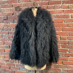 138 Vintage Marvin Richards J. Percy Black Sheep Fur Coat Size Small