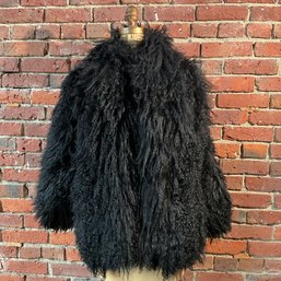 139 Vintage Genuine Sheepskin Rocky Mountain Sheepskin Co. Black Fur Coat Size Small
