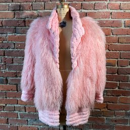 141 Vintage Pia Ricci For IMAGNIN Pink Lamb Fur Coat Size Small