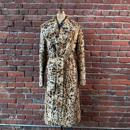 144 Vintage Dena New York Genuine Fur, Cheetah Print Long Coat Size Medium