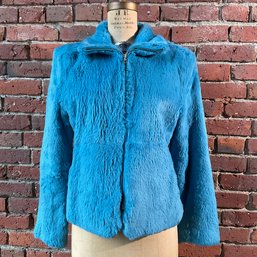 150 Vintage Hugo Buscati Blue Rabbit Fur Womens Jacket Size Small