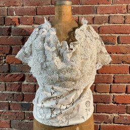 170 Vintage Martin McCrea White Beaded Lace Short Sleeve Top Size Small