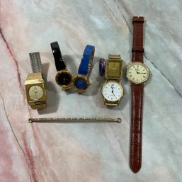 026 Lot Of Six Gold Women's Watches/watch Band, Orient, Wingee, Steinhausen, Iri Zeemex/Margaux