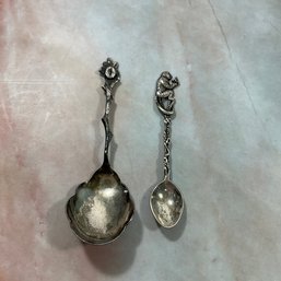 035 Lot Of Two Sterling Silver Salt/Sugar Spoons
