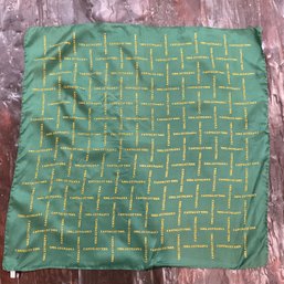 178 Vintage Forbes Inc. Silk Capitalist Tool Green And Yellow Scarf