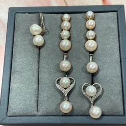 094 Lot Of Seven Faux Pearl Stud And Dangle Earrings