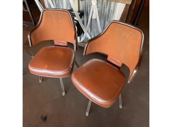 Vintage Pair 60s Orange Gasser Swivel Chairs From Former Vanns  Bros Restaurant (west Seattle) Set Of Two (2)