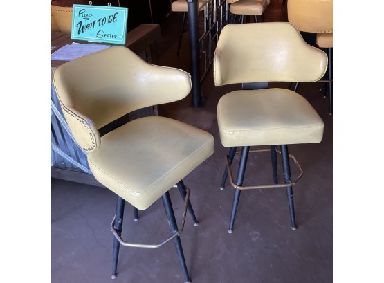 Vintage 60s West 5  Swivel  Pale Yellow Tall Bar Stools  Pair (2) #5