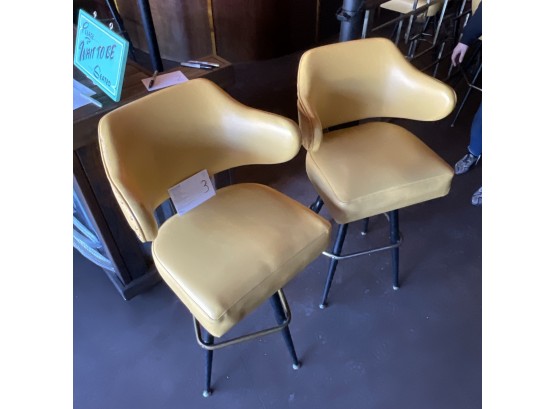 Vintage 60s West 5  Swivel  Pale Yellow Tall Bar Stools  Pair (2)Set #2