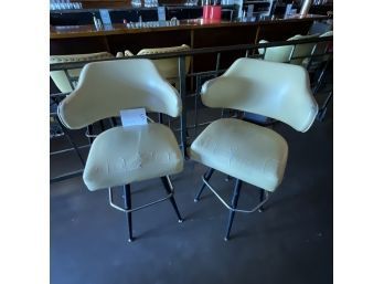 60s West 5  Swivel  Pale Yellow Tall Bar Stools  Pair (2) Set #5