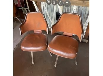 Vintage Pair 60s Burnt Orange Gasser Swivel Chairs From Former Vanns  Bros Restaurant (West Seattle) (2)