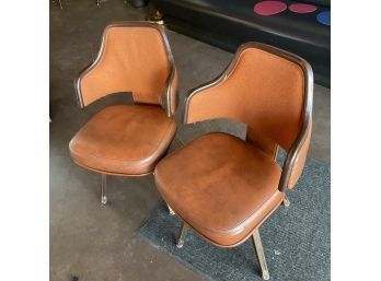 Vintage Pair 60s Burnt Orange Gasser Swivel Chairs From Former Vanns  Bros Restaurant (west Seattle) (2)