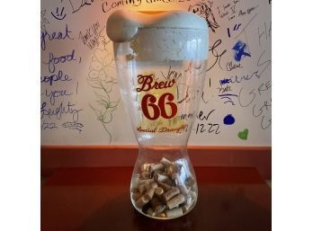 Vintage Large 'Brew 66 Special Draught' Beer Glass W/ Corks