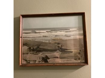Vintage Signed Print Zweifel Ocean Landscape / Men's Restroom.