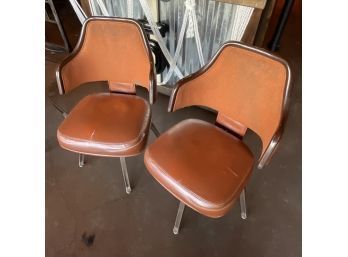 Vintage Pair 60s Orange Gasser Swivel Chairs From Former Vanns  Bros Restaurant (west Seattle) Set Of Two (2)