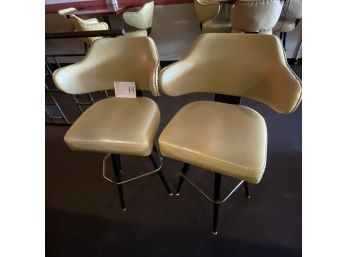 Vintage  60s West 5  Swivel  Pale Yellow Tall Bar Stools  Pair (2) Set #14