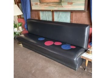 Vintage Black Vinyl Long Booth Back Entry Lounge Bench