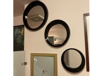 Vintage Woman's Restroom Lot Of 3 Round Mirrors
