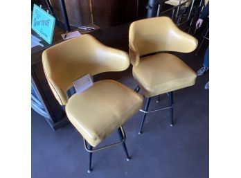 Vintage 60s West 5  Swivel  Pale Yellow Tall Bar Stools  Pair (2)Set #2