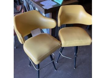 Vintage 60s West 5  Swivel  Pale Yellow Tall  Bar Stools  Pair (2) #3
