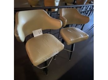 Vintage  60s West 5  Swivel  Pale Yellow Tall Bar Stools  Pair (2) Set #13