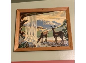 Vintage Paint By Numbers Deer / Mountains / Men's Restroom