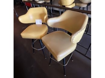 Vintage  60s West 5  Swivel  Pale Yellow Tall Bar Stools  Pair (2) Set #16