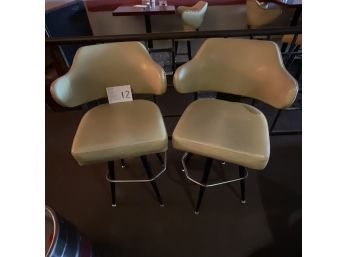 Vintage  60s West 5  Swivel  Pale Yellow Tall Bar Stools  Pair (2) Set #12