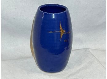 (MC88) NW Studio Pottery Japanese American Artist Yoji Kan Crane Motif Vase
