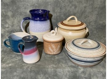 (MC108) Lot Of 6 NW Studio Signed Pottery Pots And Bowls