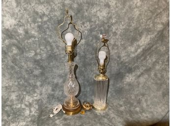 (Mc110) Lot Of 2 Crystal  Glass Table Lamps 32' Tall